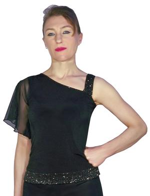  SHIRT WITH SHOULDER AND TULLE FABRIC GLITTER 6-0003 