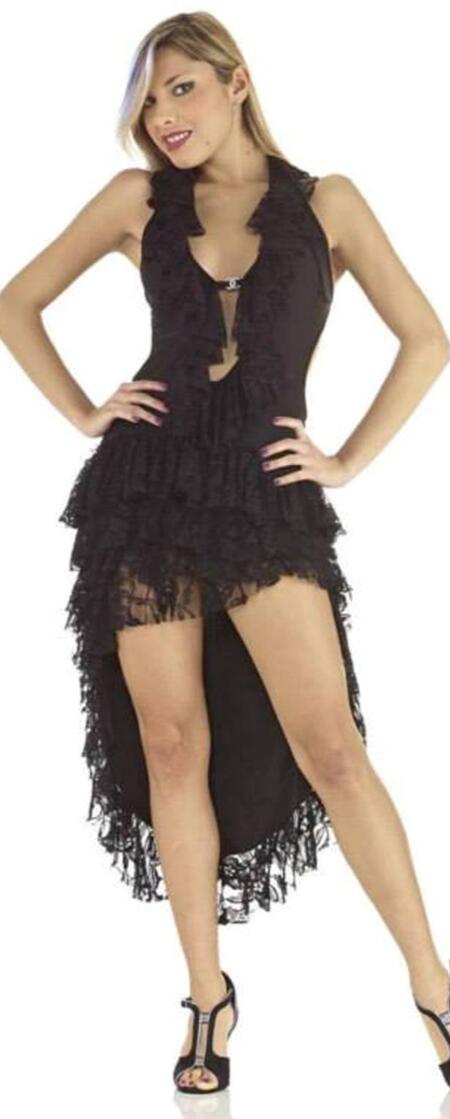 JERSEY DRESS BLACK WHIT LACE AND LACE STRETCH CODE 4-0077