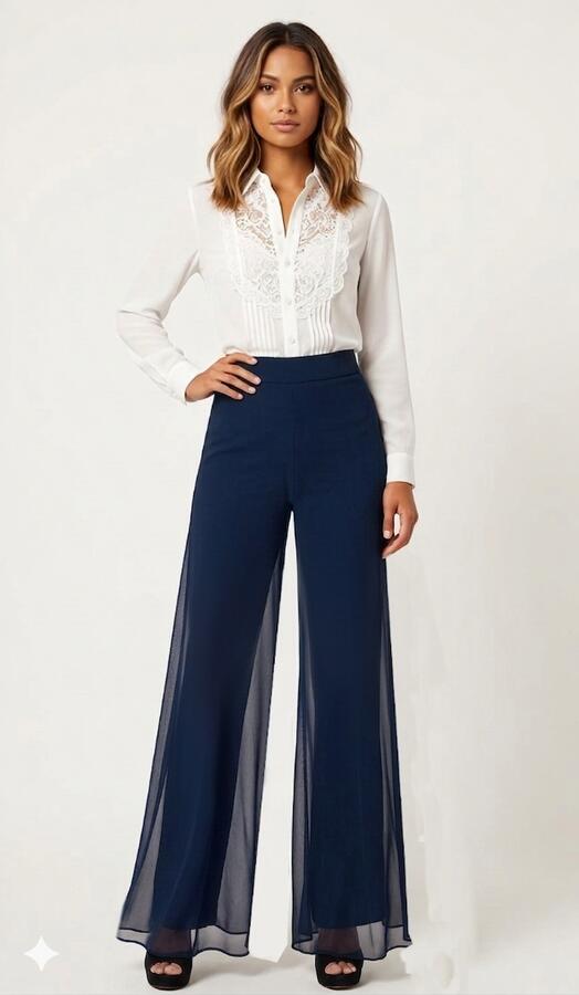 PANTALONI IN MAGLINA DOPPIATI CON VELI DI TULLE TAGLIA SM 1-0016