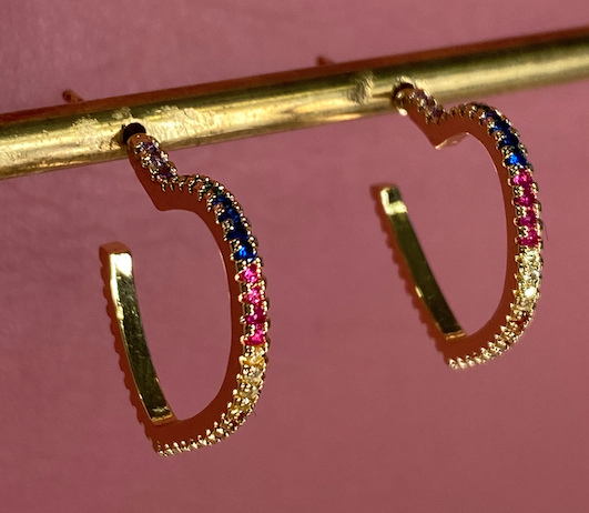 ORECCHINO A LOBO STRASS MINI ORO