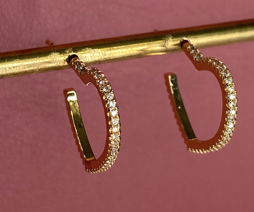 ORECCHINO A LOBO STRASS MINI ORO