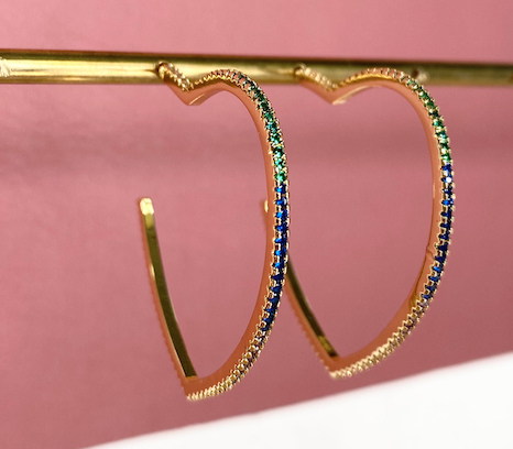 ORECCHINO A LOBO STRASS MIDI ORO