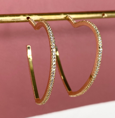 ORECCHINO A LOBO STRASS MIDI ORO