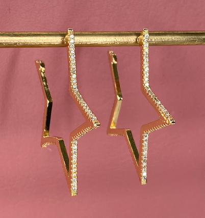 ORECCHINO A LOBO STRASS MIDI ORO