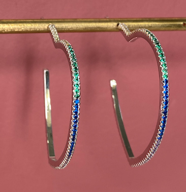 ORECCHINO A LOBO STRASS MIDI ARGENTO