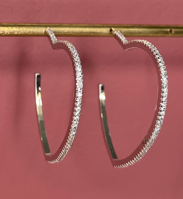 ORECCHINO A LOBO STRASS MIDI ARGENTO