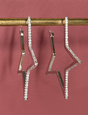 ORECCHINO A LOBO STRASS MIDI ARGENTO