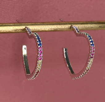ORECCHINO A LOBO STRASS MINI ARGENTO