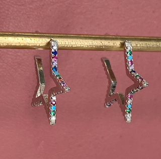 ORECCHINO A LOBO STRASS MINI ARGENTO