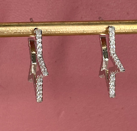 ORECCHINO A LOBO STRASS MINI ARGENTO