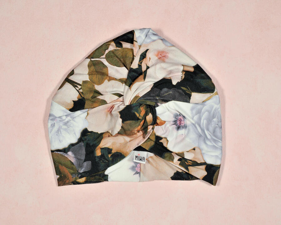 Turbante cipria rose bianche