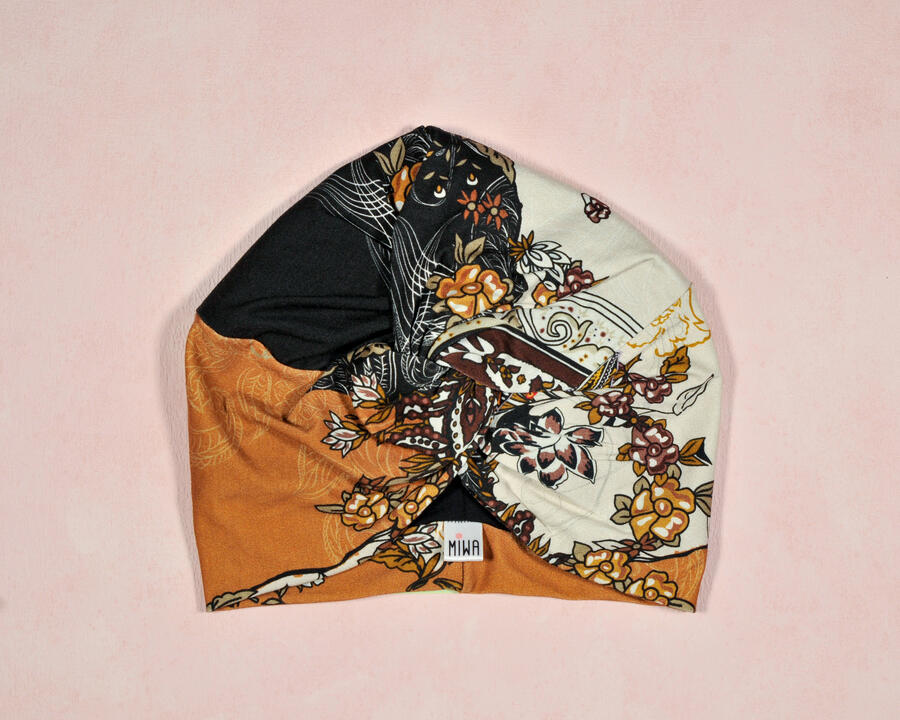 Turbante caramello fiori