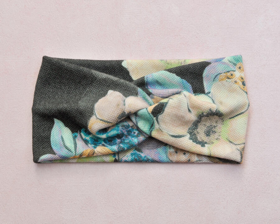 Fascia jersey grigio fiori