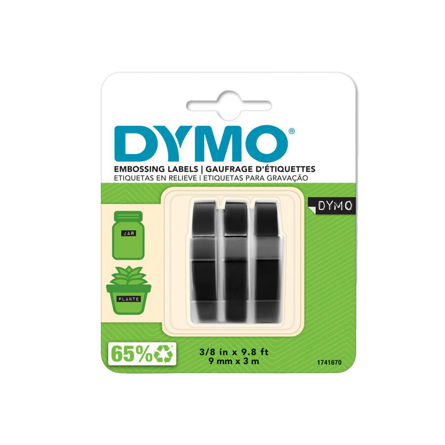 BLISTER 3 NASTRI A RILIEVO 9MMX3M DYMO NERO / COLORATI