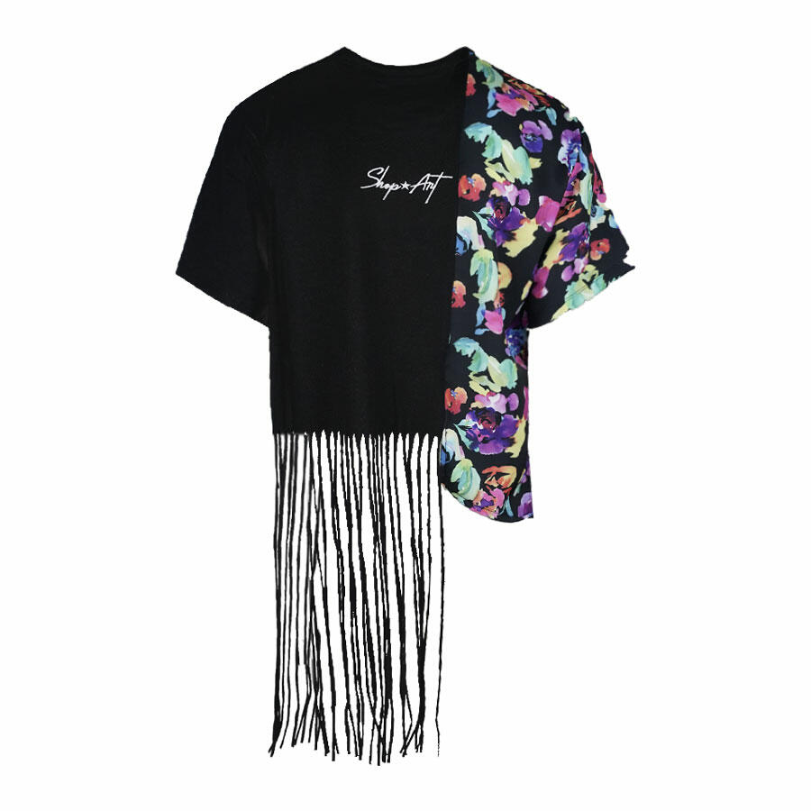 T-SHIRT SHOP ART CON FRANGE E STAMPA - Colori disponibili: 2
