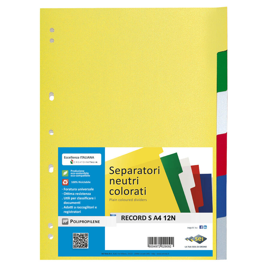 Divisorio Intercalare A4 Colorato in PPL SEI ROTA
