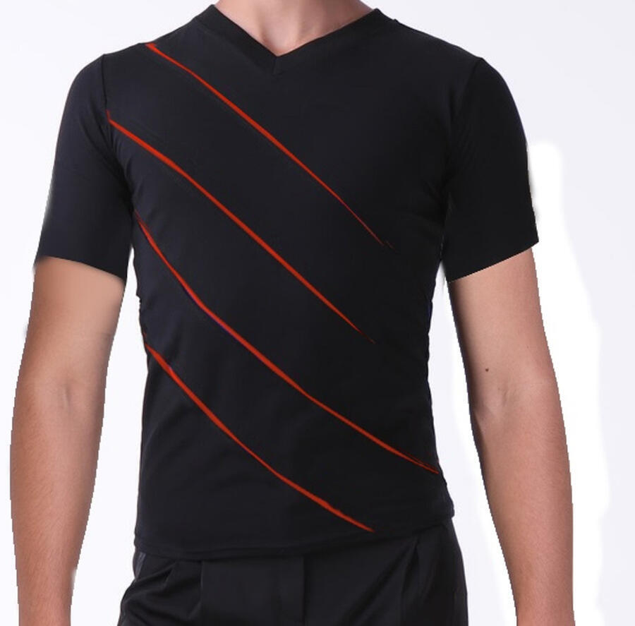 Men's sweater in technical fabric with contrasting lined transverse slits U447C