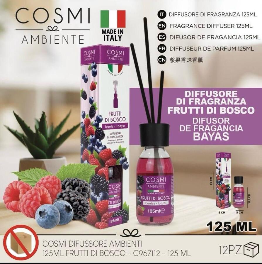 COSMI DIFFUSORE DI FRAGANZA DA 125 ml
 [Quantità minima per ordine è di 12 pezzi]