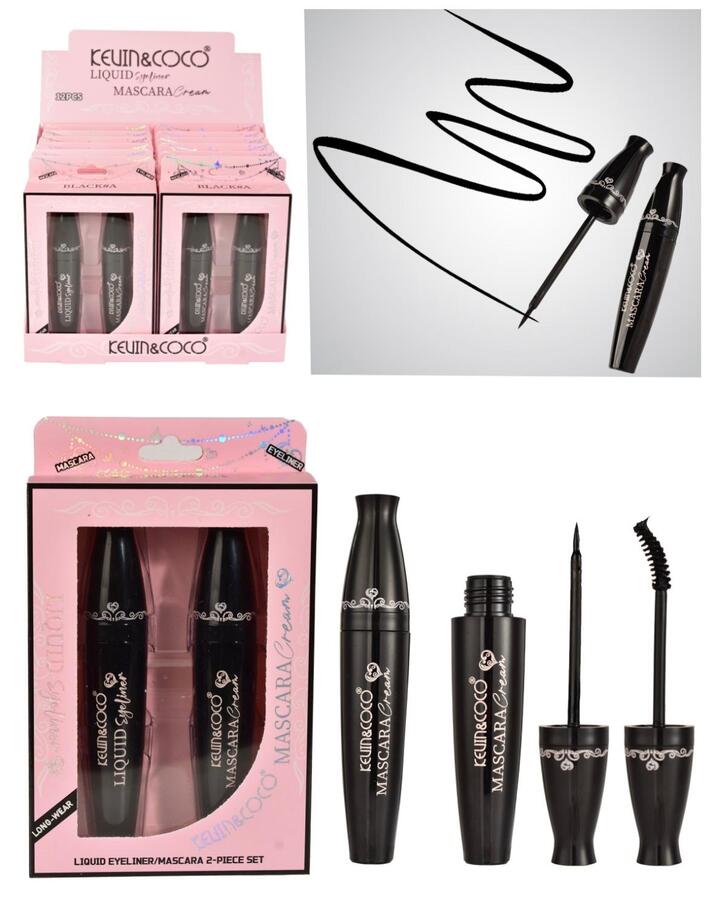 KEVIN & COCO KIT  MASCARA CREAM+LIQUID EYELINER (Dupe CHARLOTTE TILBURY)
 [Conf.da 12 kit da 2 pezzi]