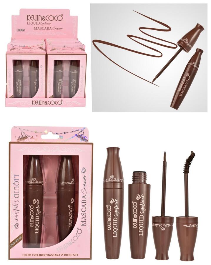 KEVIN & COCO KIT  MASCARA CREAM+LIQUID EYELINER (Dupe CHARLOTTE TILBURY)
 [Conf.da 12 kit da 2 pezzi]