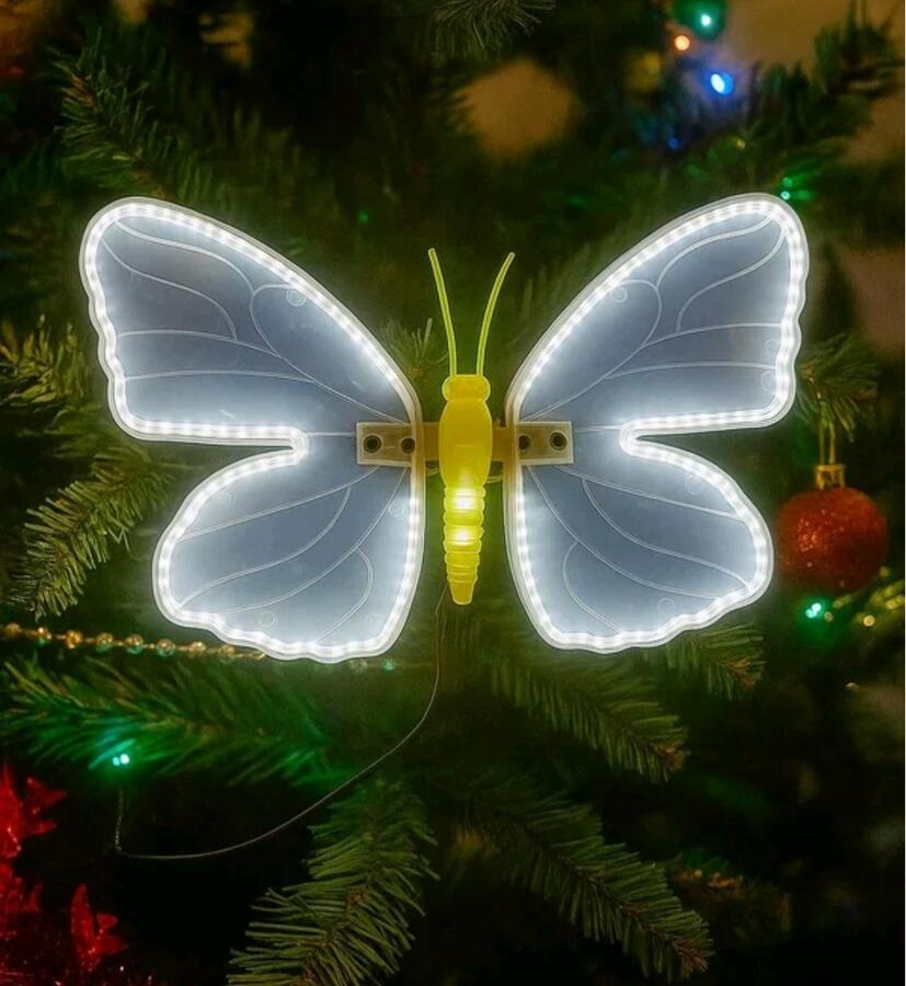 Farfalla luminosa natalizia a led bianco caldo / bianco freddo per Albero di Natale 