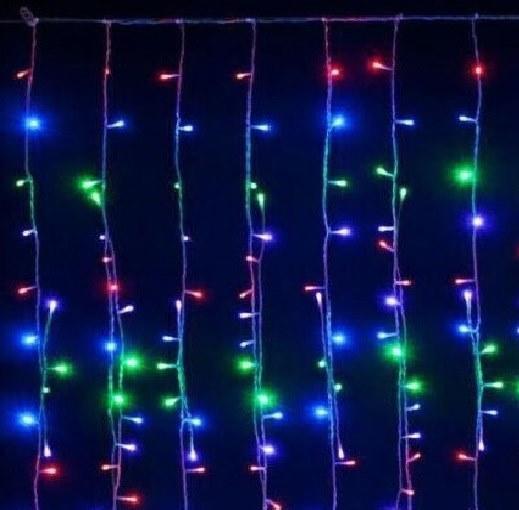 Tenda Luminosa di Natale per Esterno Natalizia BIANCO FREDDO / BIANCO CALDO / RGB MULTICOLORE PROLUNGA PIOGGIA LUCI 2 mt x 1 mt 128 led