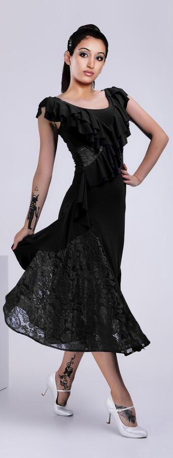 ABITO DA BALLO ASIMMETRICO CON PIZZO E VOLANT U478