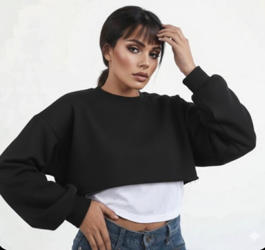 Maglia felpata con finta maglia sotto autunno/inverno vari colori