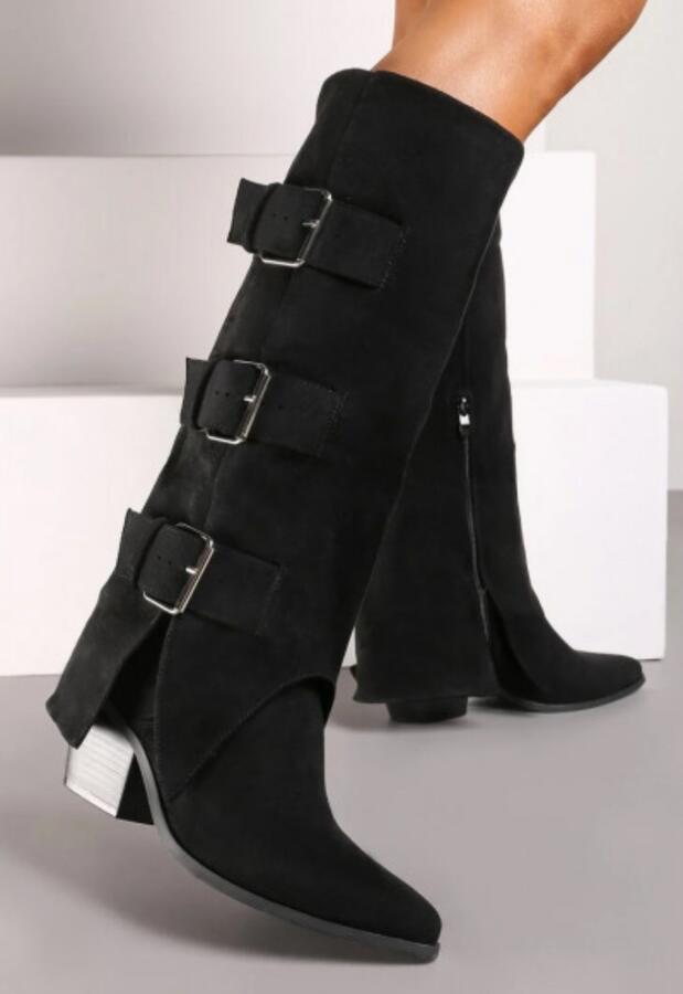 Stivale comoscio con 3 fibbie disponibile nero e beige