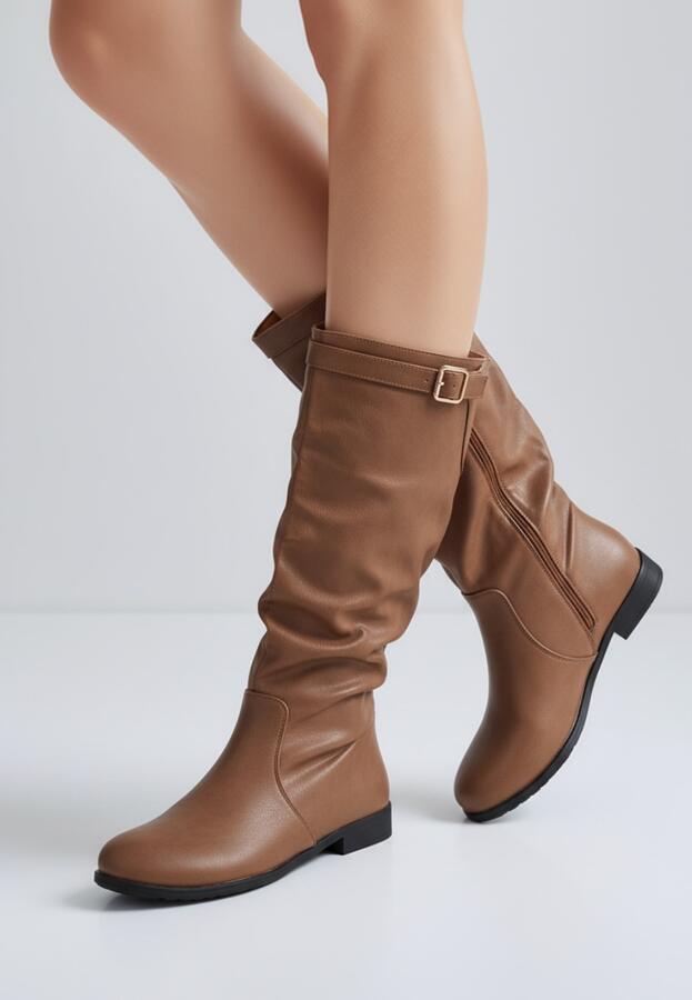Stivele ecopelle con tacco in gomma e fibietta