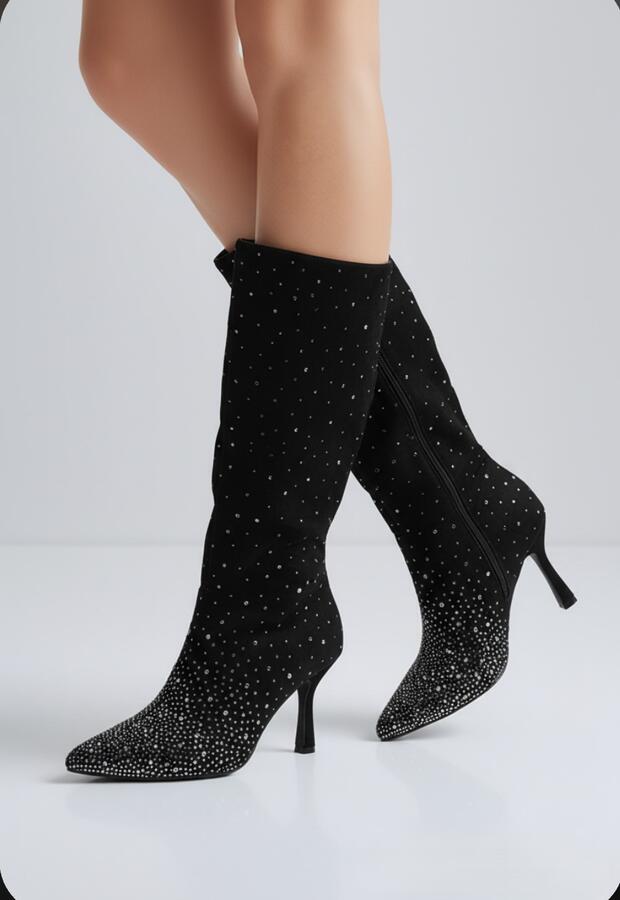 Stivale camoscio con strass 36/41