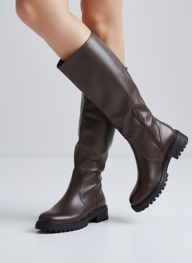 anfibi ecopelle lunghi sotto al ginocchio testa di moro semplici 36/41