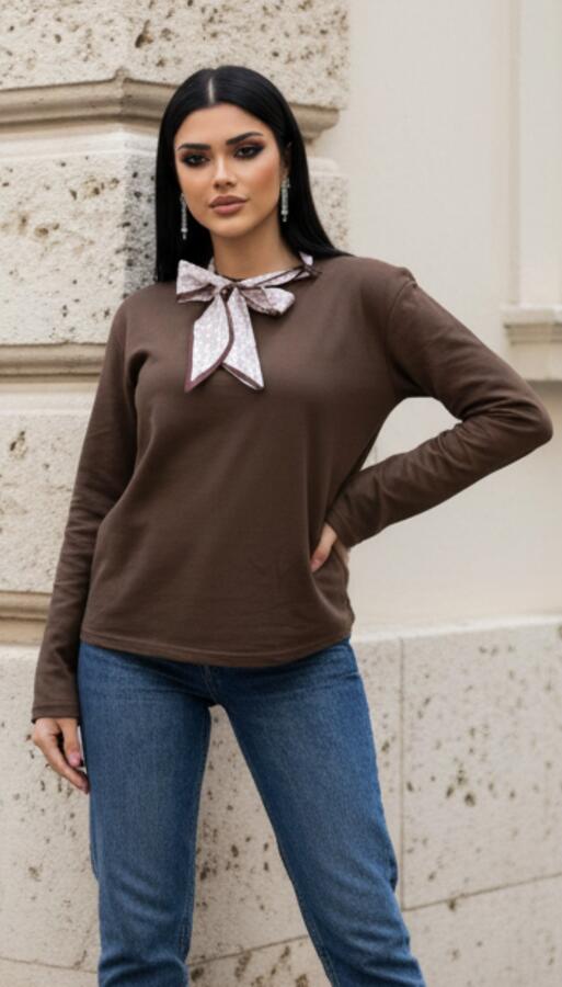 maglia caldo cotone con foular taglia unica 