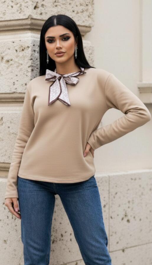 maglia caldo cotone con foular taglia unica 