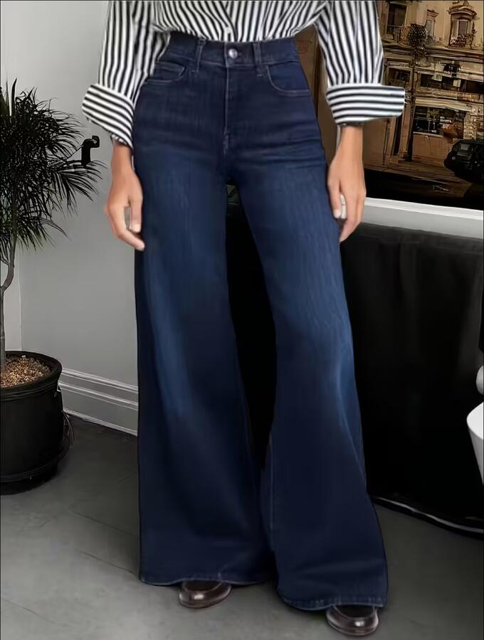 Jeans palazzo blu scuro gamba ampia taglie S - XXL