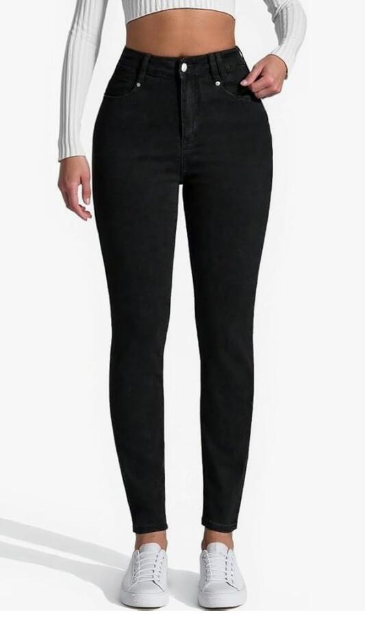 Pantalone jeansato nero elasticizzato taglie S-XL