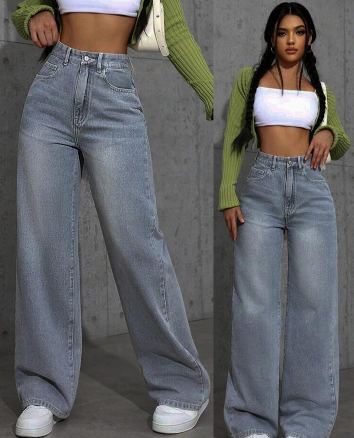 Jeans sabbiato palazzo gamba ampia taglie dalla XS alla XXL