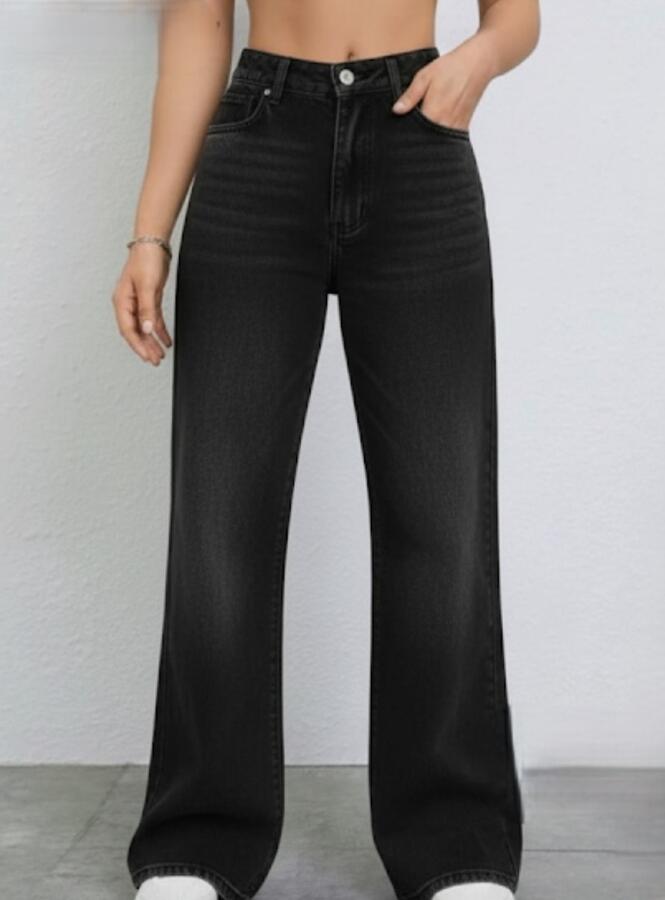 Jeans palazzo nero lavaggio leggermente sabbiato taglie dalla XS alla XL