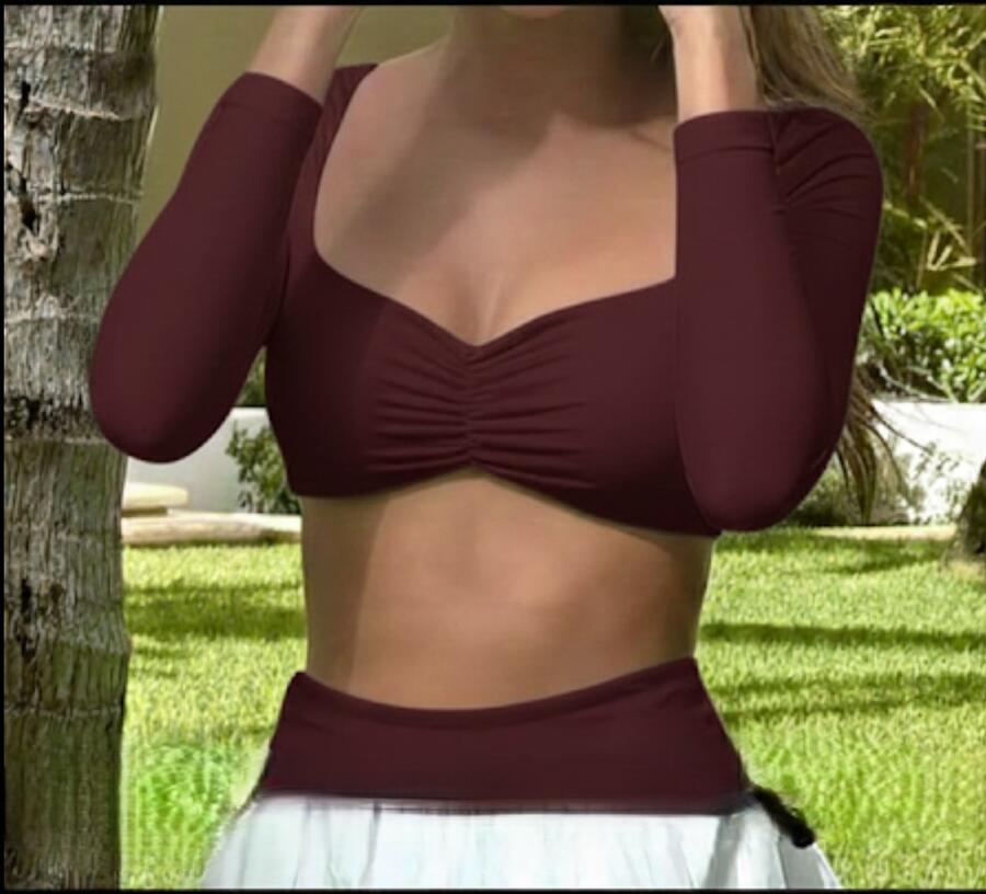 maglia/top in lycra con arricciatura al petto taglia unica