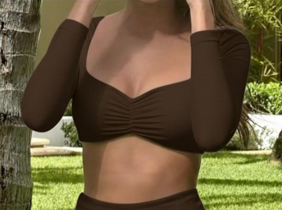 maglia/top in lycra con arricciatura al petto taglia unica