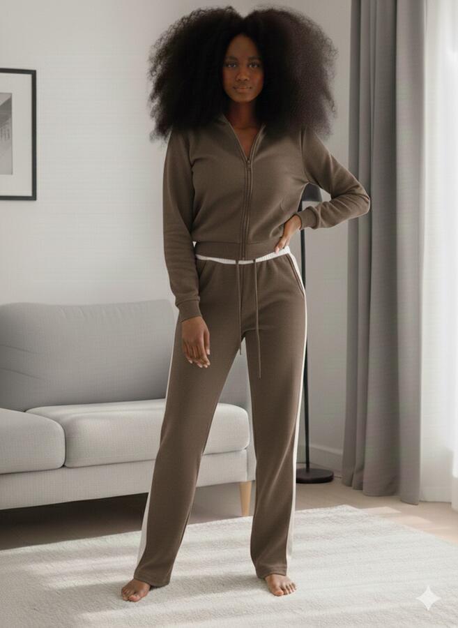 Coordinato tuta felpata a palazzo con bande laterali e fascia al bustino vari colori