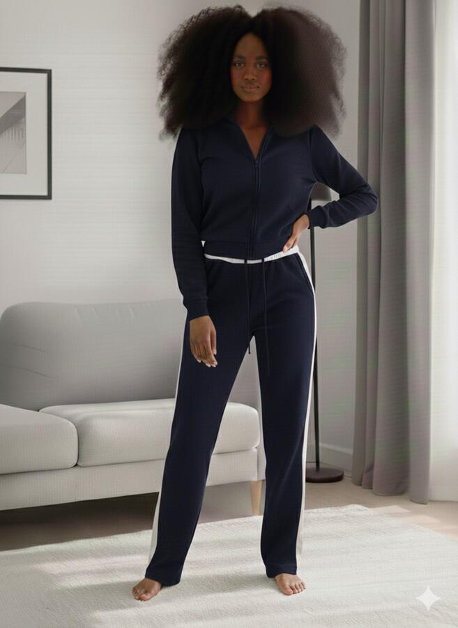 Coordinato tuta felpata a palazzo con bande laterali e fascia al bustino vari colori