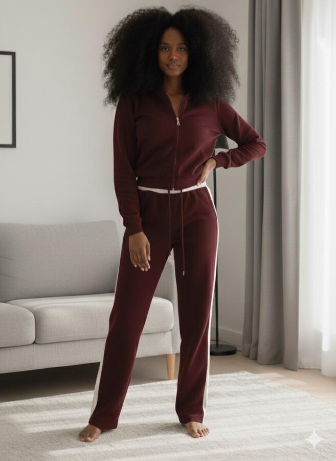 Coordinato tuta felpata a palazzo con bande laterali e fascia al bustino vari colori