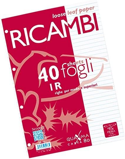 Confezione 40 fogli ricambio con fori QUAXIMA