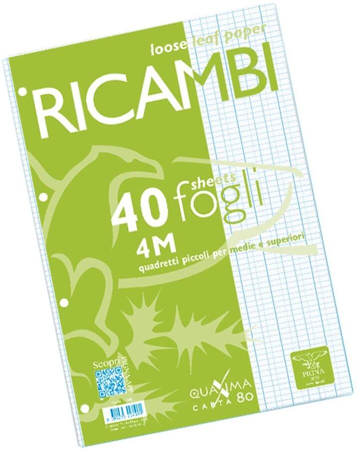 Confezione 40 fogli ricambio con fori QUAXIMA