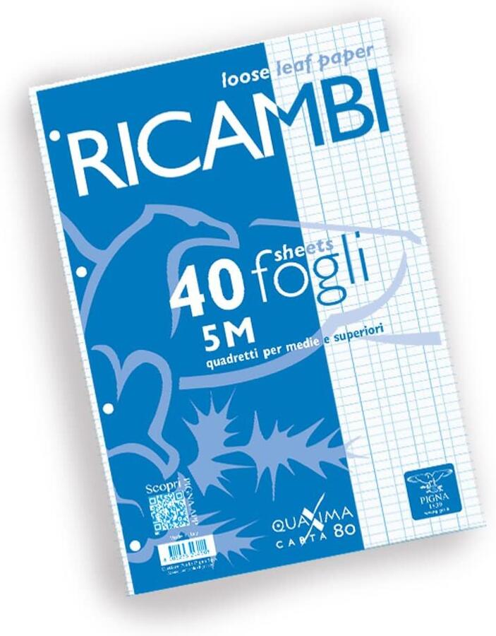 Confezione 40 fogli ricambio con fori QUAXIMA