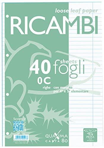 Confezione 40 fogli ricambio con fori QUAXIMA