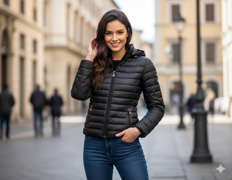 Giubbino piumino 100gr slim con cappuccio taglia dalla S alla XL