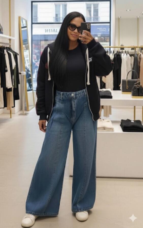 Jeans palazzo gamba ampia dalla XS alla L