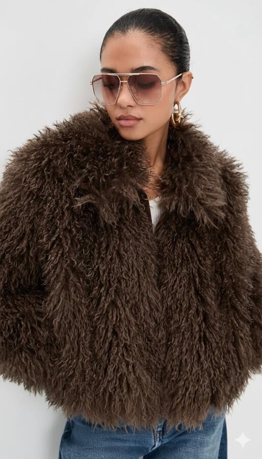 Giubbino teddy effetto a pelo lungo taglie S/M - L/XL